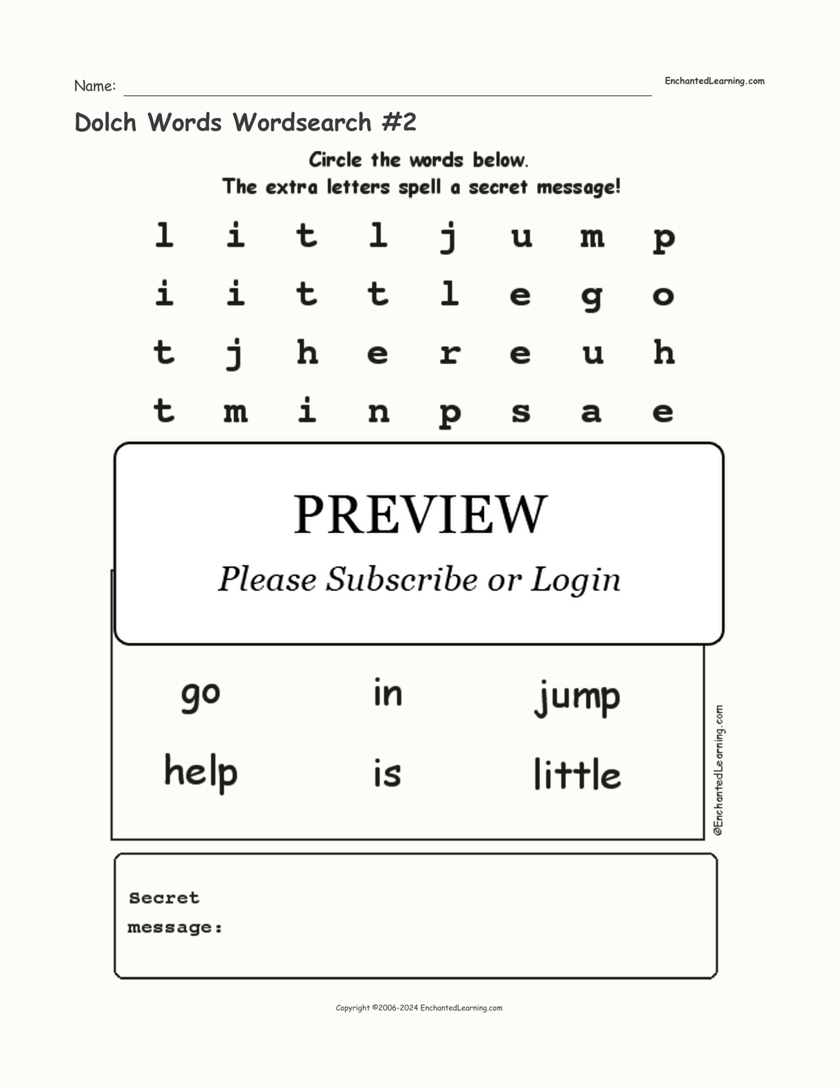 Dolch Words Wordsearch #2 interactive worksheet page 1