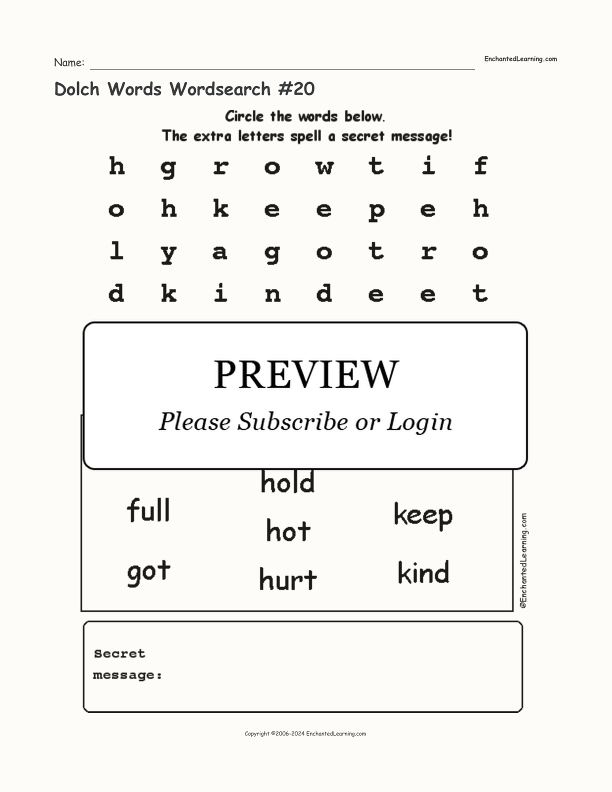 Dolch Words Wordsearch #20 interactive worksheet page 1