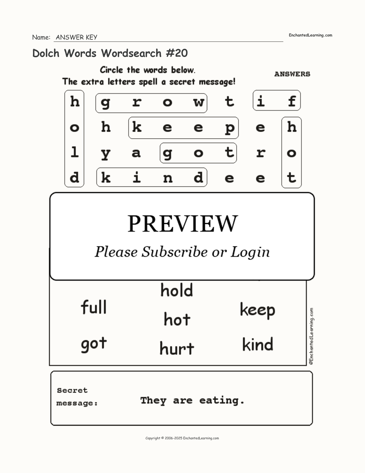 Dolch Words Wordsearch #20 interactive worksheet page 2