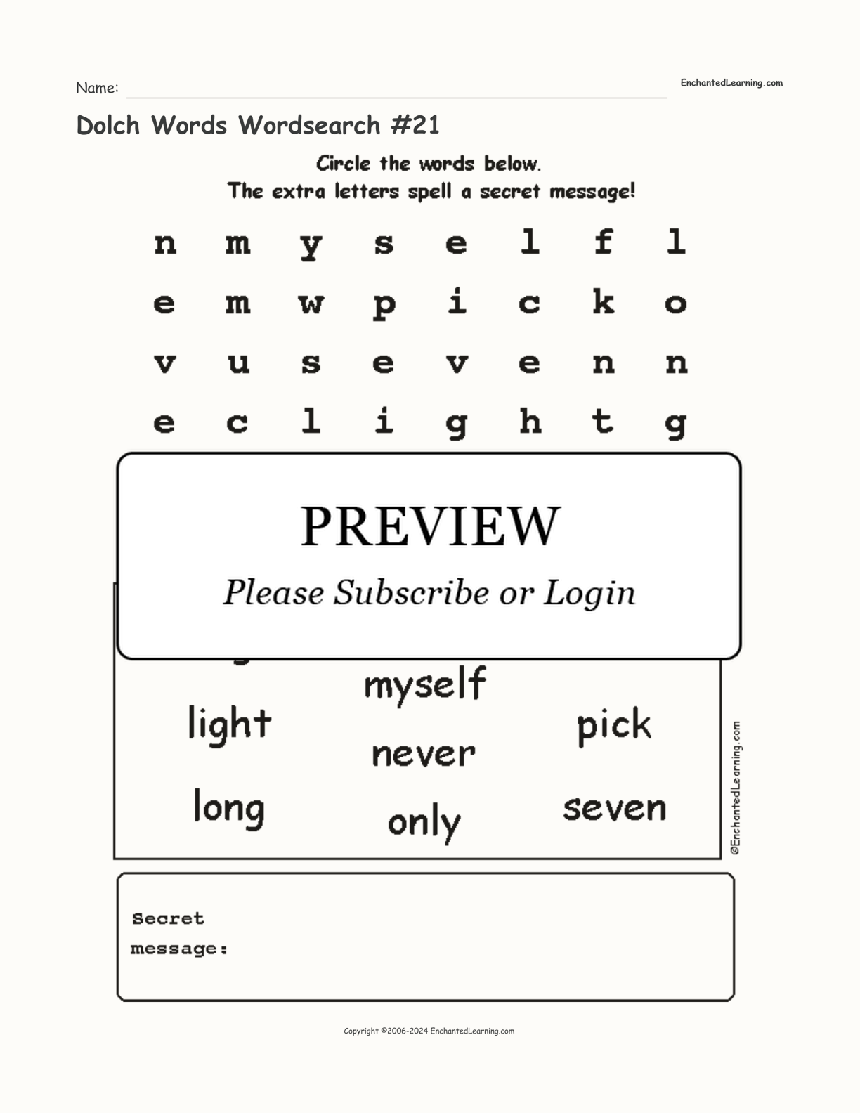 Dolch Words Wordsearch #21 interactive worksheet page 1