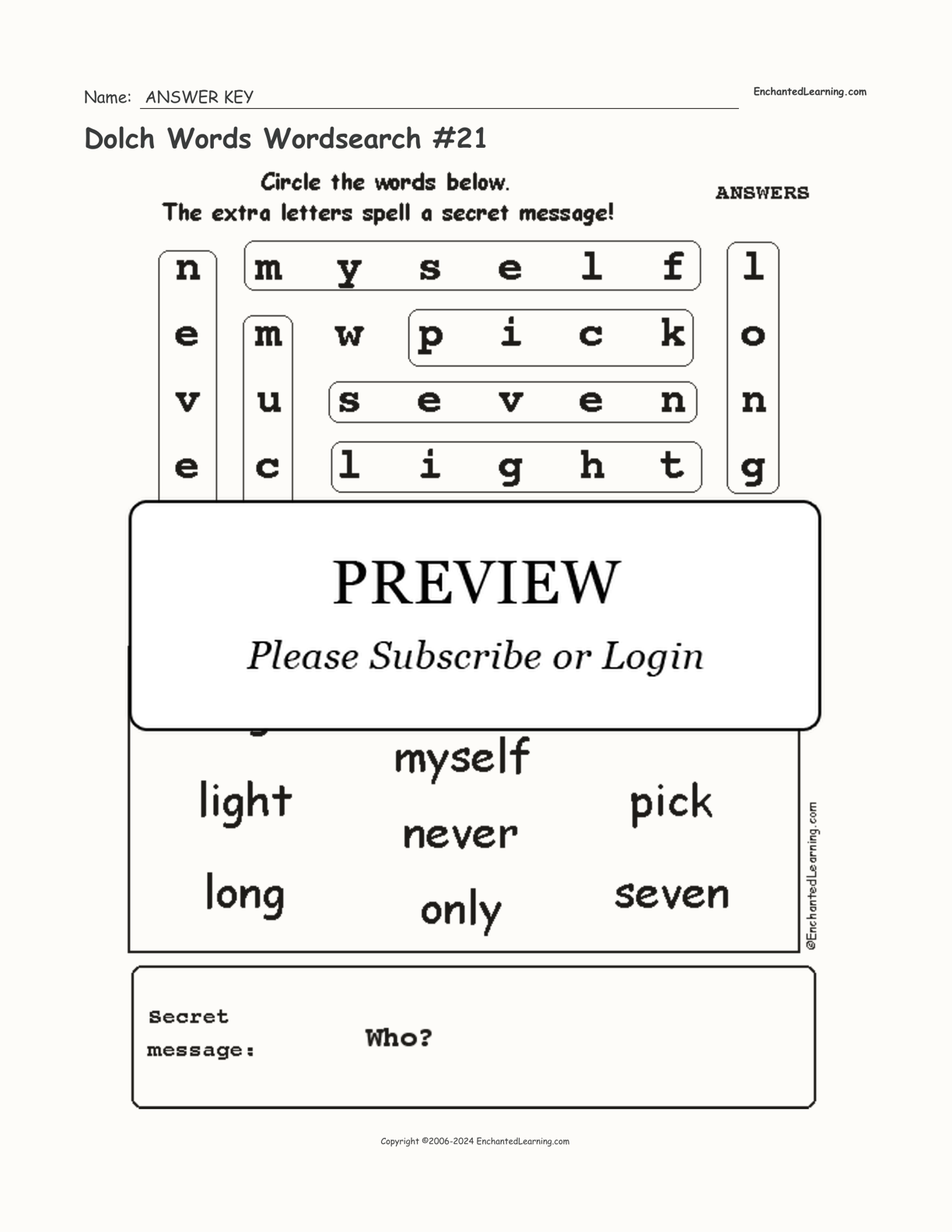 Dolch Words Wordsearch #21 interactive worksheet page 2