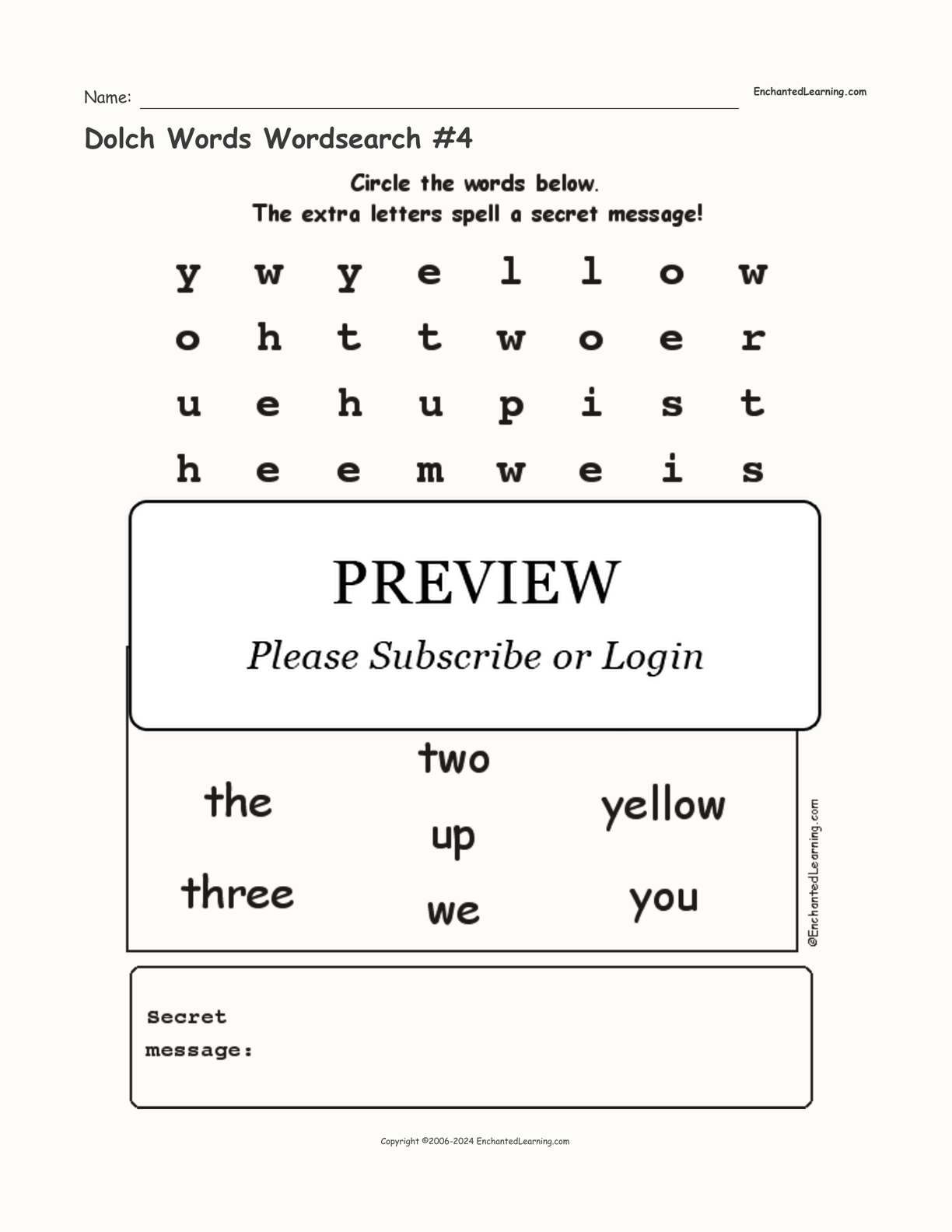 Dolch Words Wordsearch #4 interactive worksheet page 1
