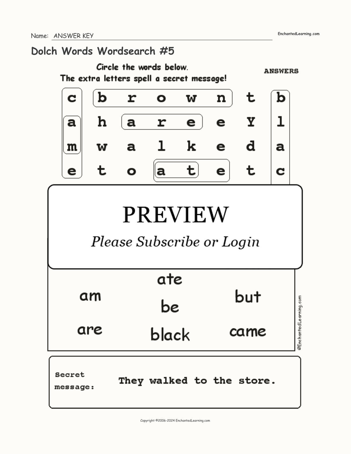 Dolch Words Wordsearch #5 interactive worksheet page 2