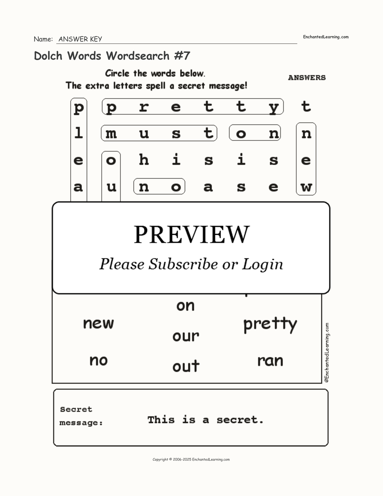 Dolch Words Wordsearch #7 interactive worksheet page 2