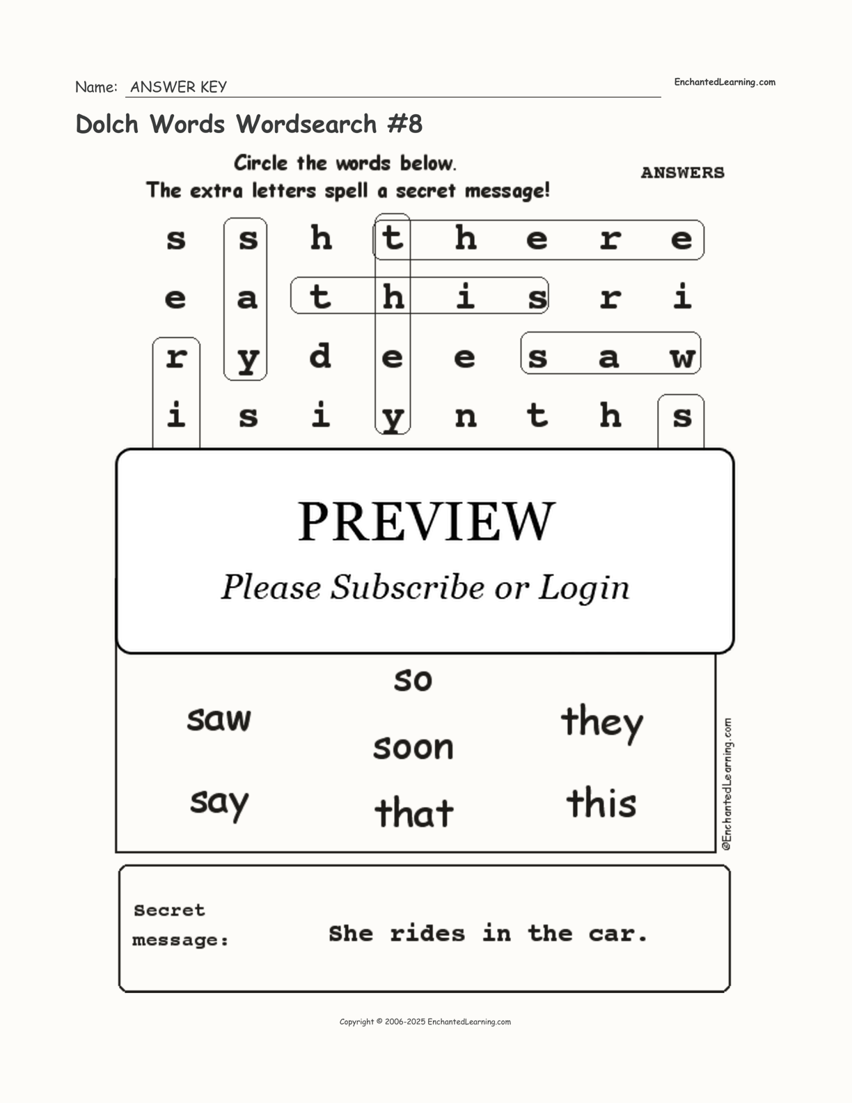 Dolch Words Wordsearch #8 interactive worksheet page 2