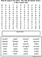 Search result: 'Words That End in EL Wordsearch'
