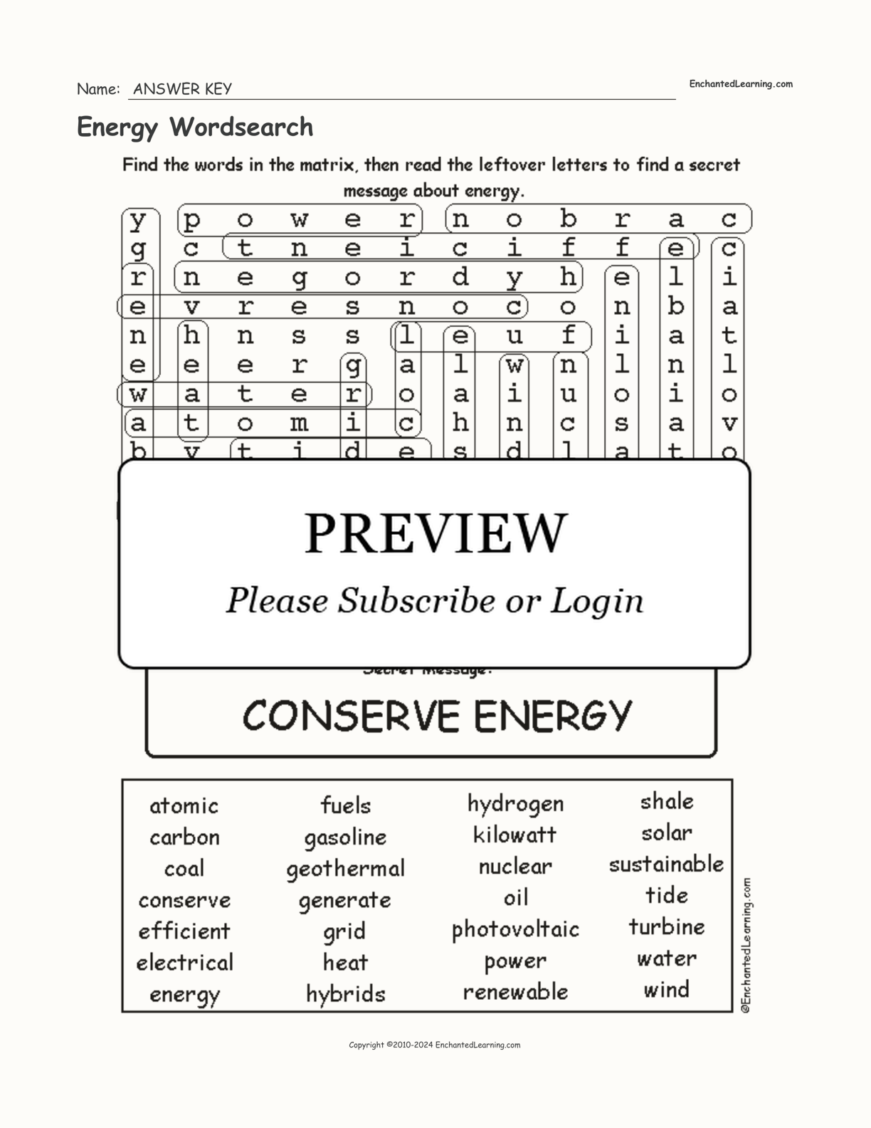 Energy Wordsearch interactive worksheet page 2