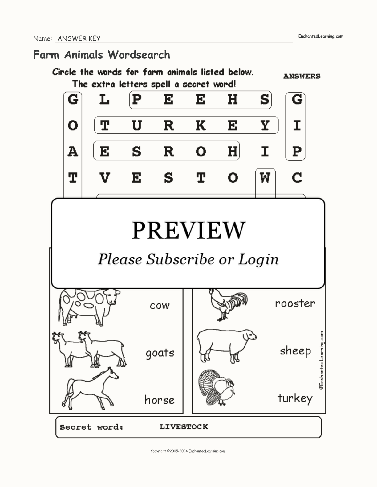 Farm Animals Wordsearch interactive worksheet page 2