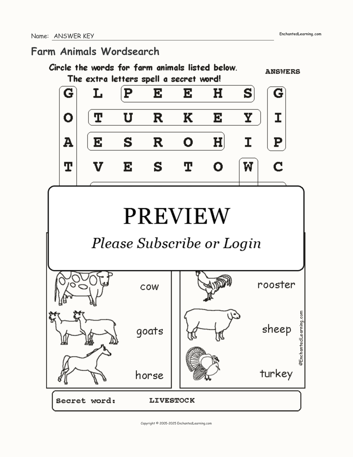 Farm Animals Wordsearch interactive worksheet page 2