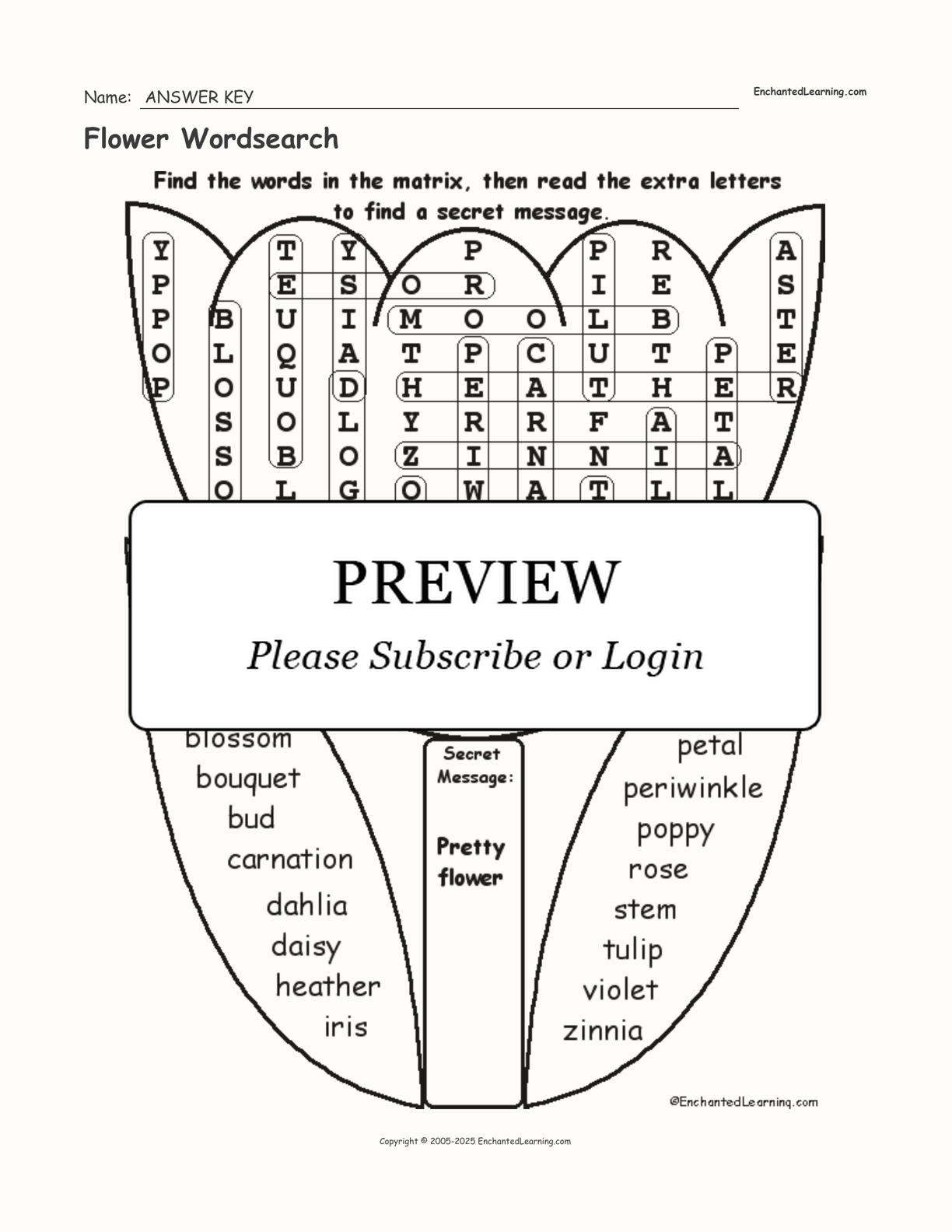 Flower Wordsearch interactive worksheet page 2