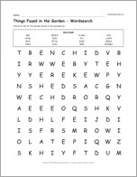 Search result: 'Things Found in the Garden - Wordsearch'