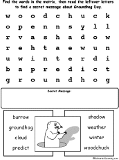 Groundhog Day wordsearch