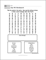 Search result: 'July 4th Wordsearch'