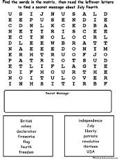 July Fourth wordsearch