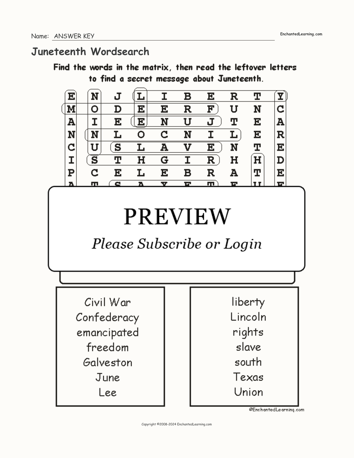 Juneteenth Wordsearch interactive worksheet page 2
