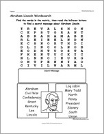 Search result: 'Abraham Lincoln Wordsearch'