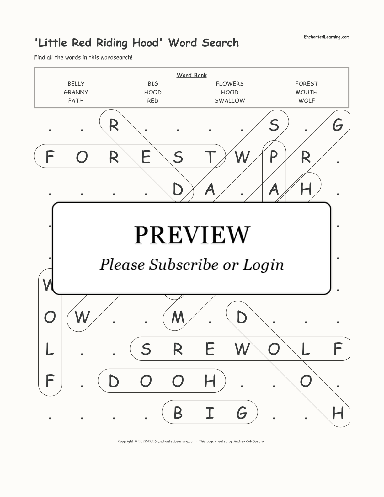 'Little Red Riding Hood' Word Search interactive worksheet page 2