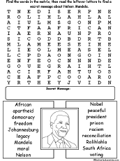 Mandela wordsearch