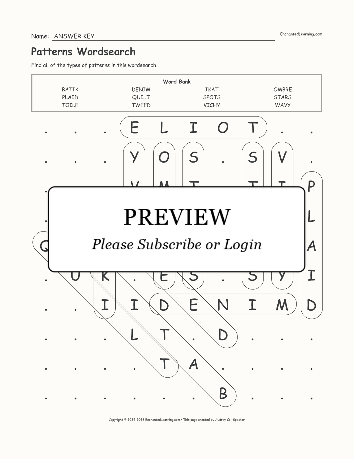 Patterns Wordsearch interactive worksheet page 2