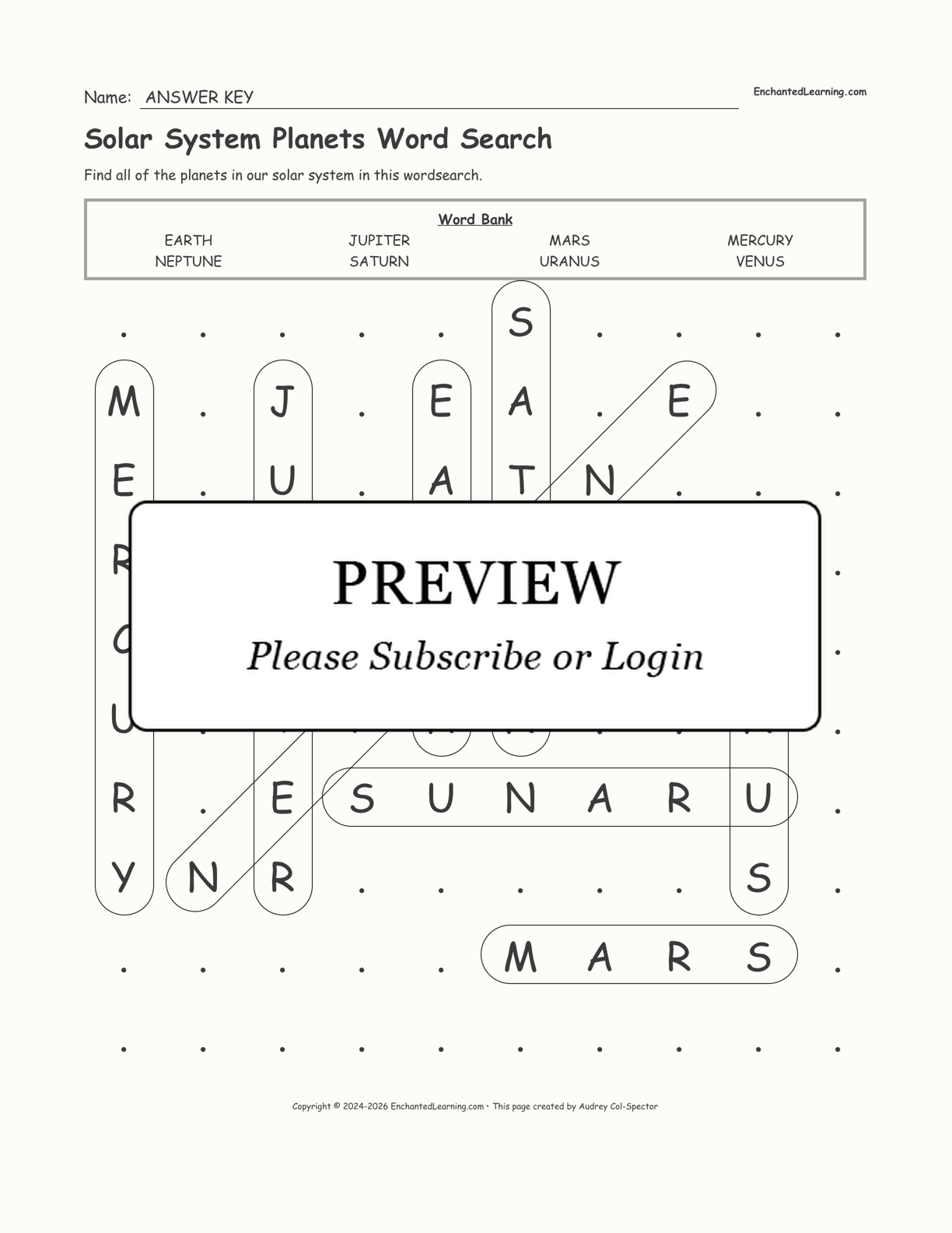 Solar System Planets Word Search interactive worksheet page 2