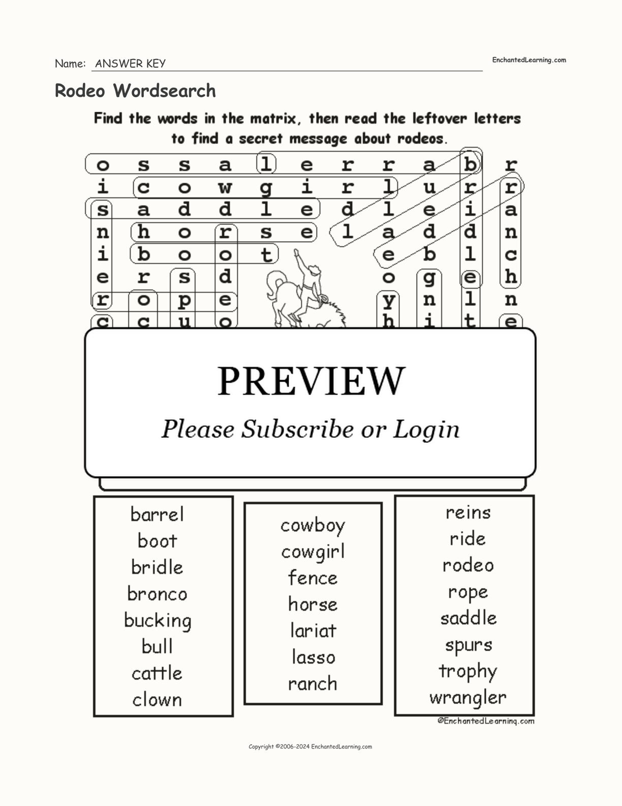Rodeo Wordsearch interactive worksheet page 2