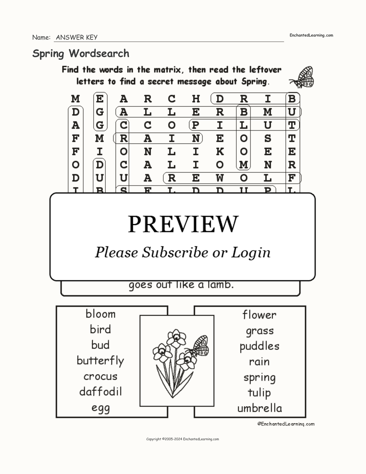 Spring Wordsearch interactive worksheet page 2
