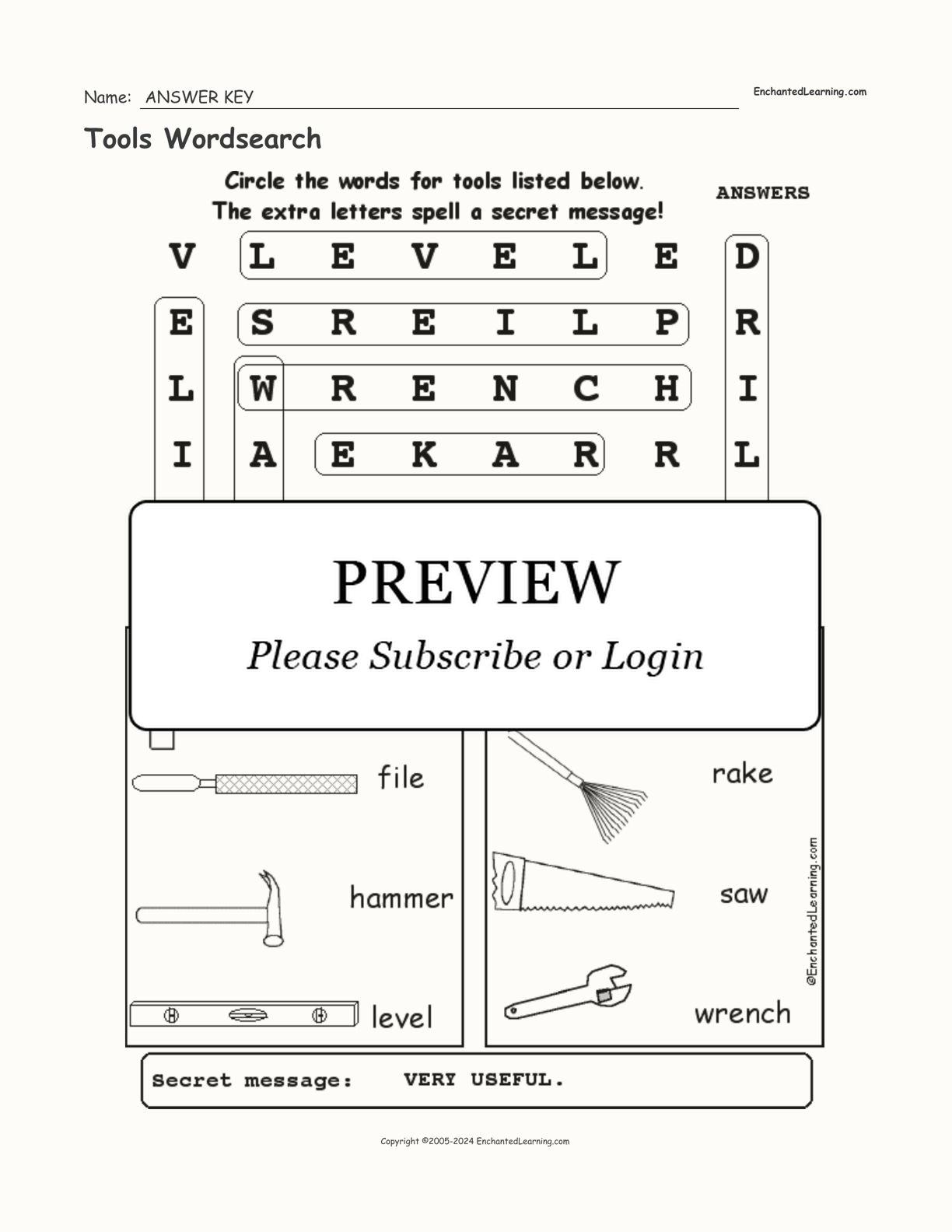 Tools Wordsearch interactive worksheet page 2