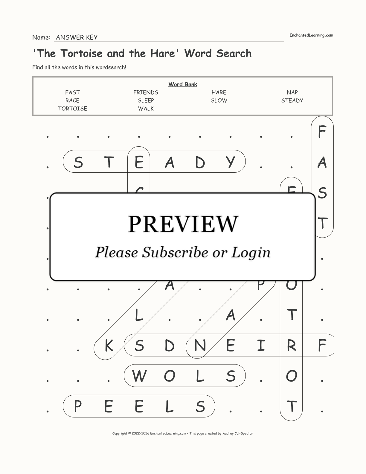 'The Tortoise and the Hare' Word Search interactive worksheet page 2