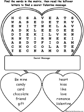 Valentine wordsearch