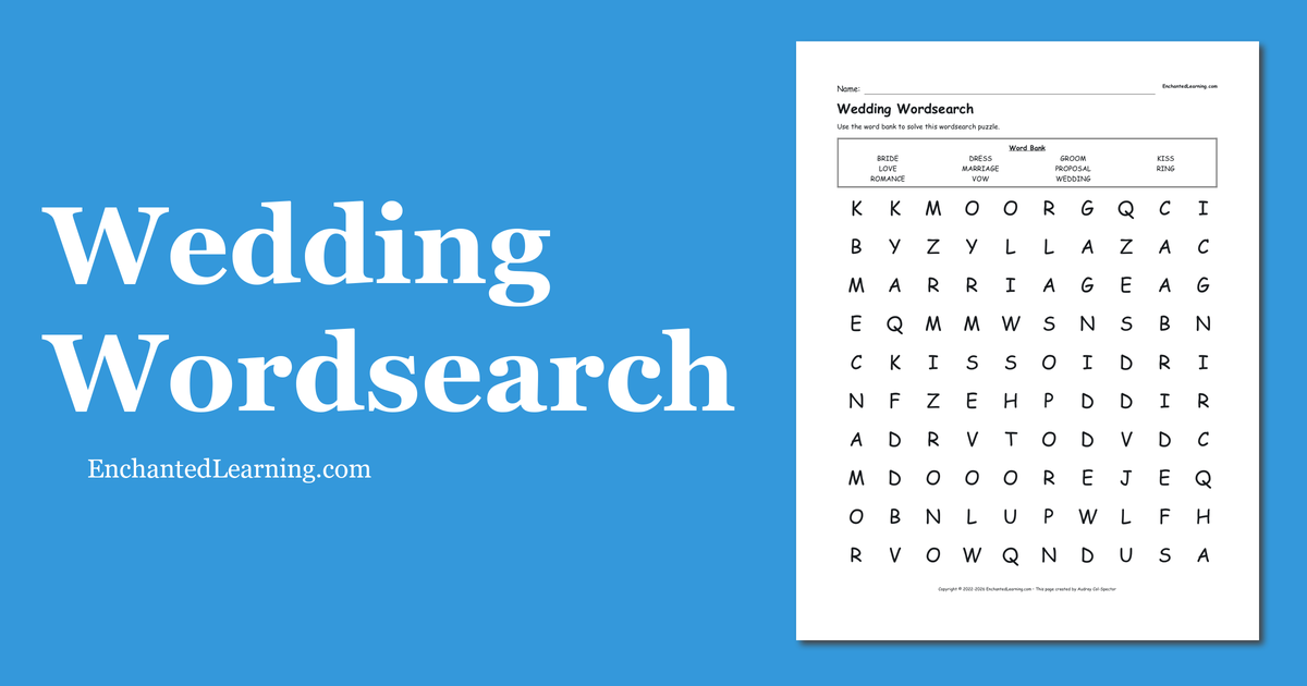 Wedding Wordsearch Enchanted Learning
