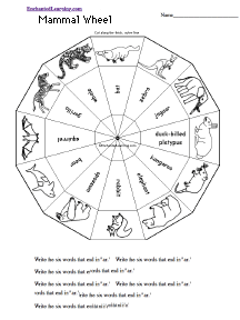 Search result: 'Mammal Wheel  - Bottom: Printable Worksheet'