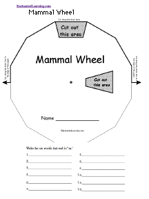 Search result: 'Mammal Wheel  - Top: Printable Worksheet'