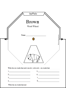 Search result: 'Brown Word Wheel - 8 Words: Printable Worksheet'