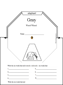 Search result: 'Gray Word Wheel - 8 Words: Printable Worksheet'