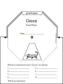 Search result: 'Green Word Wheel - 8 Words: Printable Worksheet'