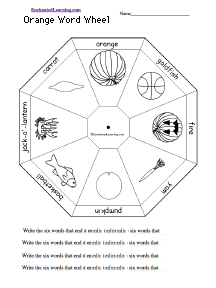 Search result: 'Orange Word Wheel  - Bottom: Printable Worksheet'