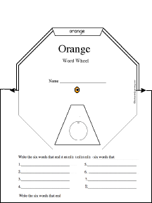 Search result: 'Orange Word Wheel - 8 Words: Printable Worksheet'