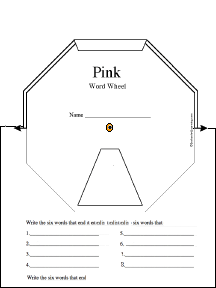 Search result: 'Pink Word Wheel - 8 Words: Printable Worksheet'