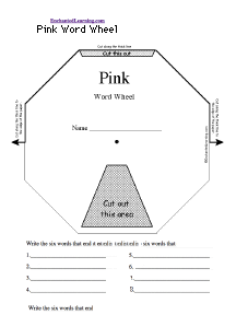 Search result: 'Pink Word Wheel - Top: Printable Worksheet'