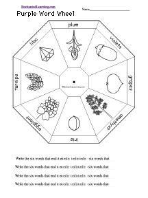 Search result: 'Purple Word Wheel  - Bottom: Printable Worksheet'