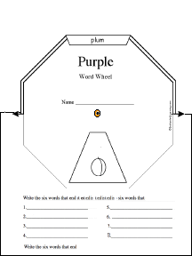 Search result: 'Purple Word Wheel - 8 Words: Printable Worksheet'