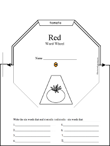 Search result: 'Red Word Wheel - 8 Words: Printable Worksheet'