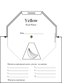 Search result: 'Yellow Word Wheel - 8 Words: Printable Worksheet'