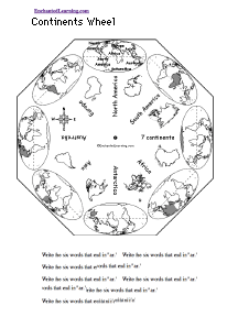 Search result: 'Continents Wheel  - Bottom: Printable Worksheet'