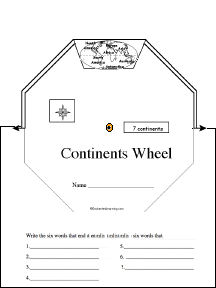 Search result: 'Continents Wheel : Printable Worksheet'