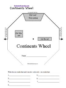 Search result: 'Continents Wheel - Top: Printable Worksheet'
