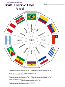 Search result: 'South American Flags Wheel  - Bottom: Printable Worksheet'
