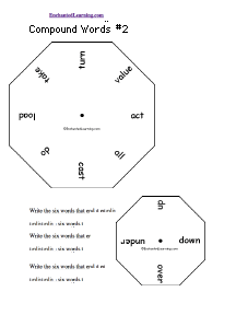 Search result: 'Common Compound Words Wheel #2 - Bottom: Printable Worksheet'