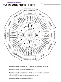 Search result: 'Punctuation Marks Wheel  - Bottom: Printable Worksheet'