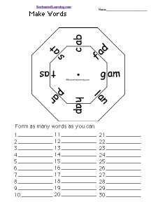 Search result: 'M - Word Wheels: Printable Worksheet'